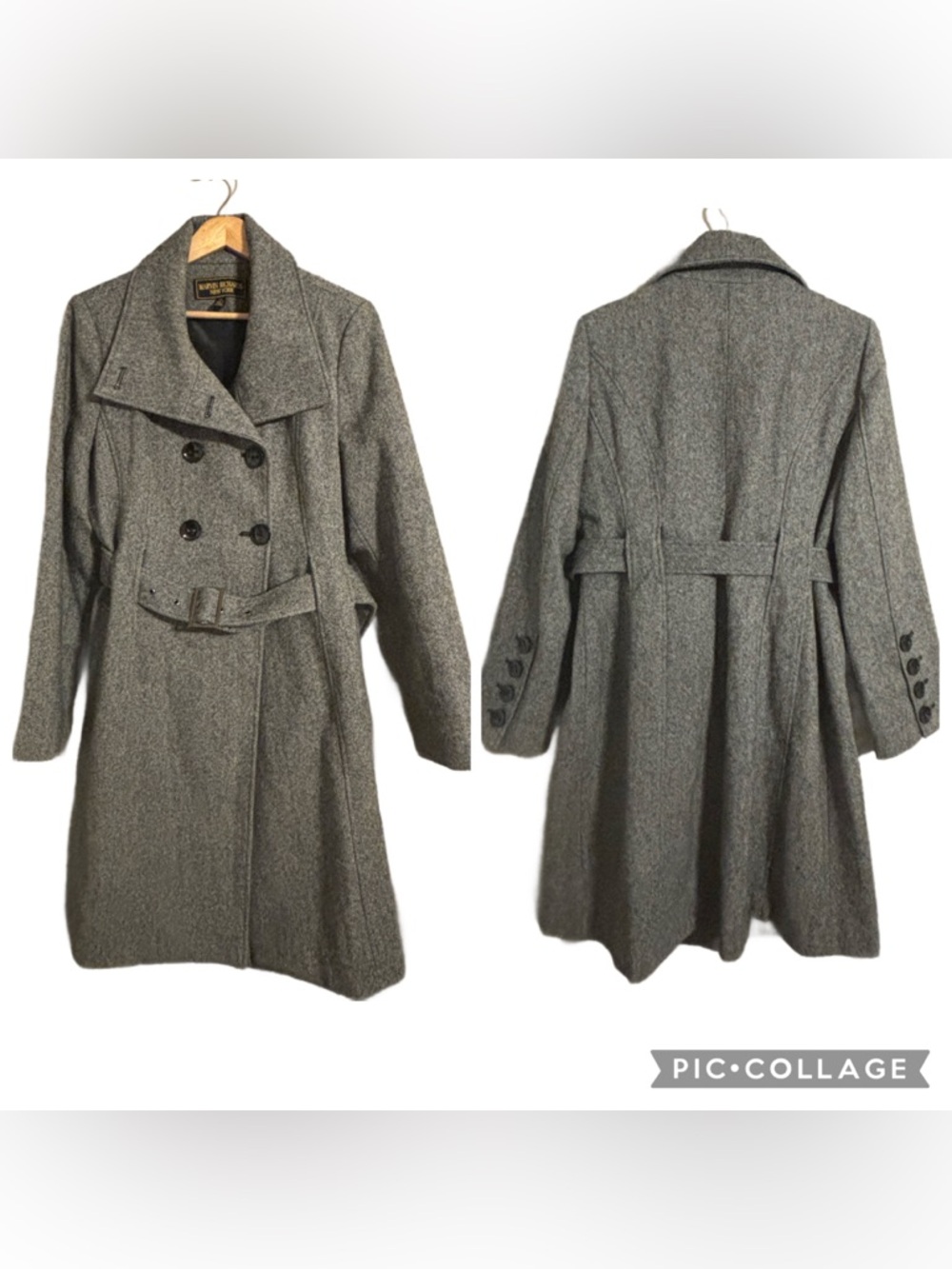 Vintage Marvin Richard's Newyork Women's Wool Blend Pea Coat Jacket Gray size L